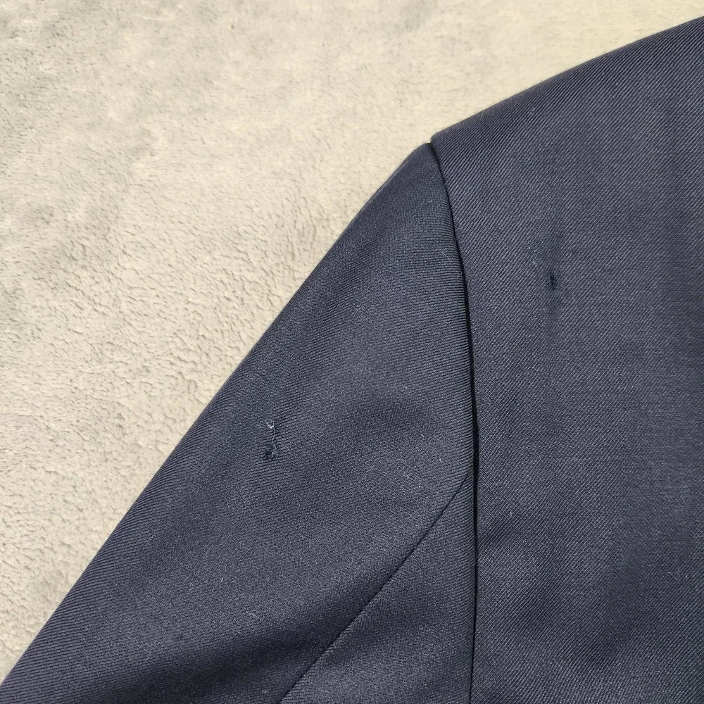 MaxDavoli Baroni Suit Jacket Blazer 42R Navy Blue 100% Wool Super 150s Flaw